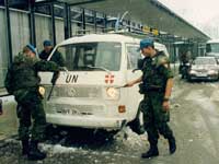 FN-soldater i Zagreb lufthavn