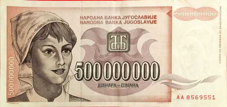 500 millioner jugoslaviske dinar
