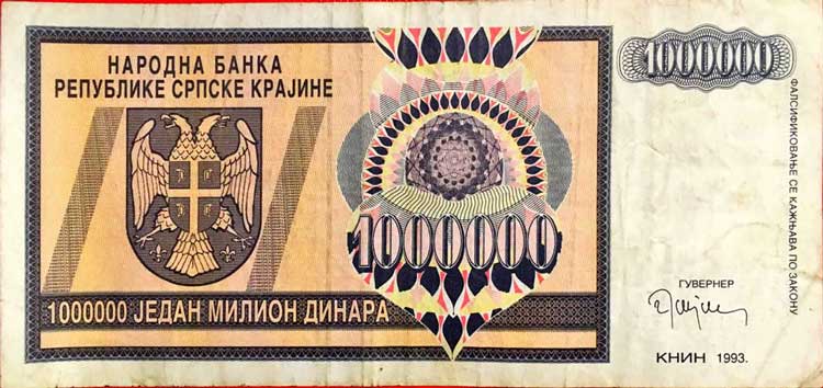 1 million krajina dinar