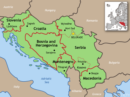 Jugoslaviens stater - kilde: ICTY